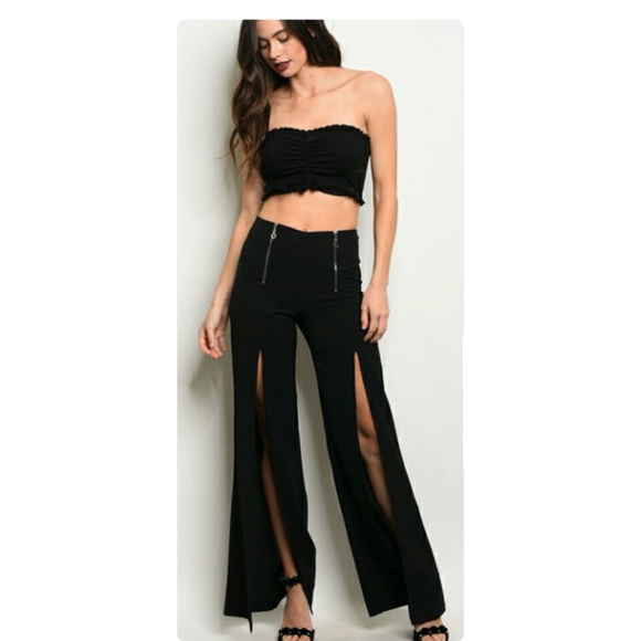 🔥HP!🔥🍁 BLACK FRONT SLIT PANTS!🍁 - Picture 2 of 7